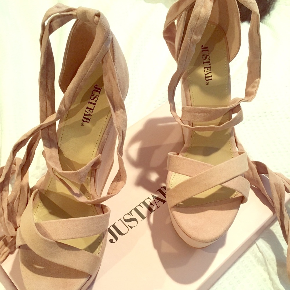 Justfab Blush Wedge Lace Up